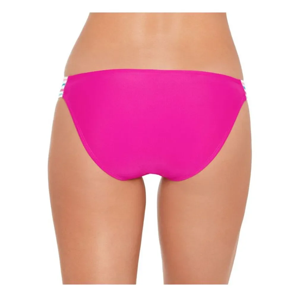 SALT + COVE Women's Pink Elastic Banded Embroidered Hipster Swimsuit Bottom L_2